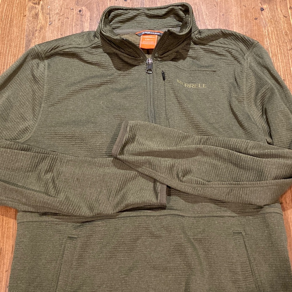 Merrell Olive Green Zip-Front Fleece Pullover